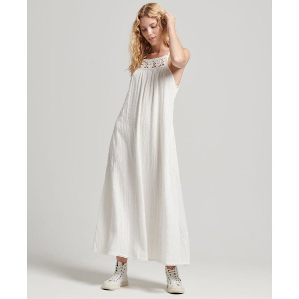 Superdry Kjole Vintage Long Halter Cami Beige S Kvinde