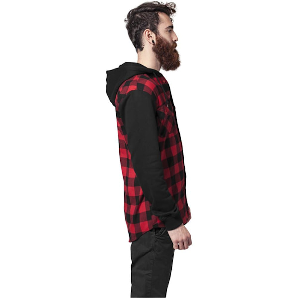 Urban Classics Skjorte Hætte Ed Ærme Flanell Sweat Sort L Mand