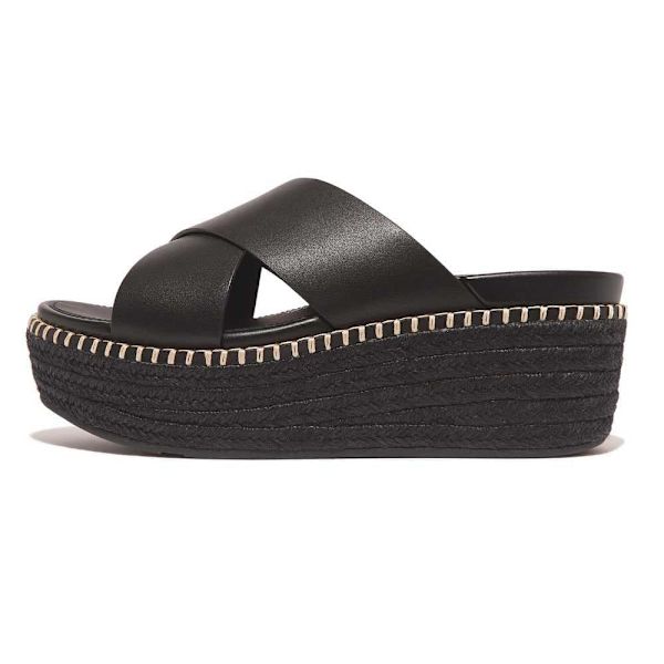 Fitflop Eloise Espadrille Leather Wedge Cross Sandaalit Musta EU 40 Nainen