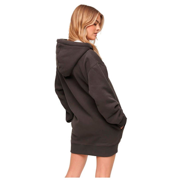 Superdry Langærmet Kort Kjole Luxe Metallic Logo Hood Sort 2XS-XS Kvinde