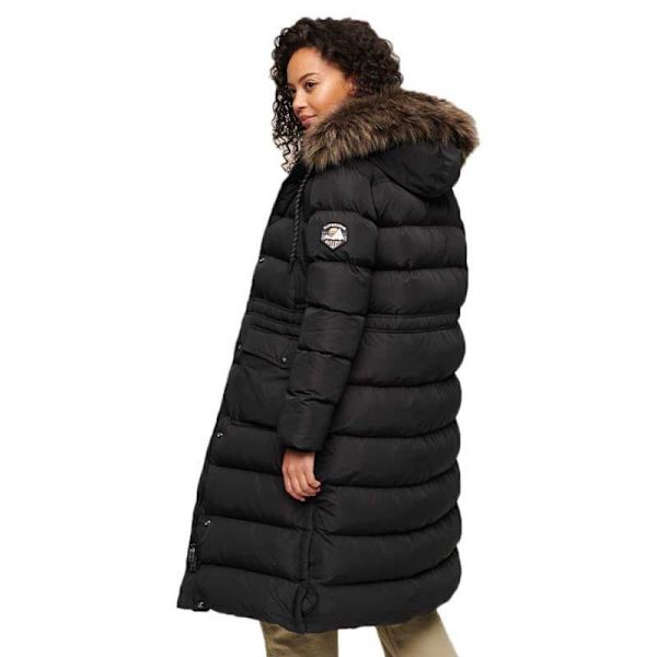 Superdry Everest Faux Fur Longline Jakke Sort L Kvinde