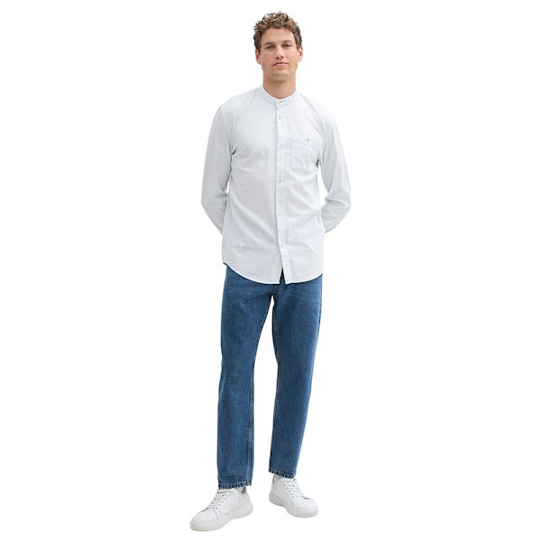 Tom Tailor Structured Pitkähihainen Kauluspaita Valkoinen 2XL Mies