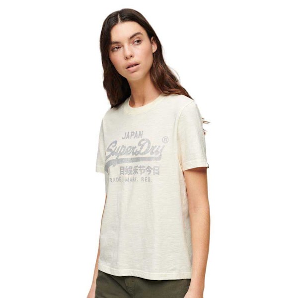 Superdry Metallic Vl Relaxed Lyhythihainen T-paita Beige XL Nainen