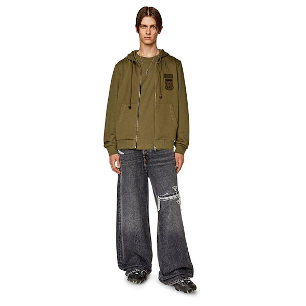 Diesel Sweatshirt Med Fuld Lynlås Ginn K10 Grøn M Mand