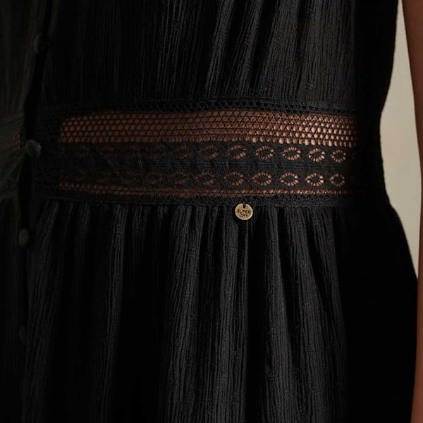 Superdry Kort Kjole Alana Cami Sort M Kvinde