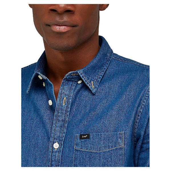 Lee Button Down Skjorta Med Långa ärmar Blå 2XL Man