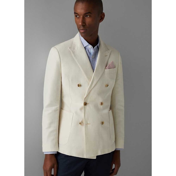 Hackett Gmw Lin Cot Hbone Db Blazer Beige 50 / R0 Man