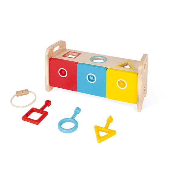 Janod Laatikko Avaimilla Essentiel Shape Sorter Monivärinen 18 Months-3 Years
