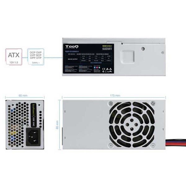 Tooq Strømforsyning Ecopower Ii 500w Søvfarvet