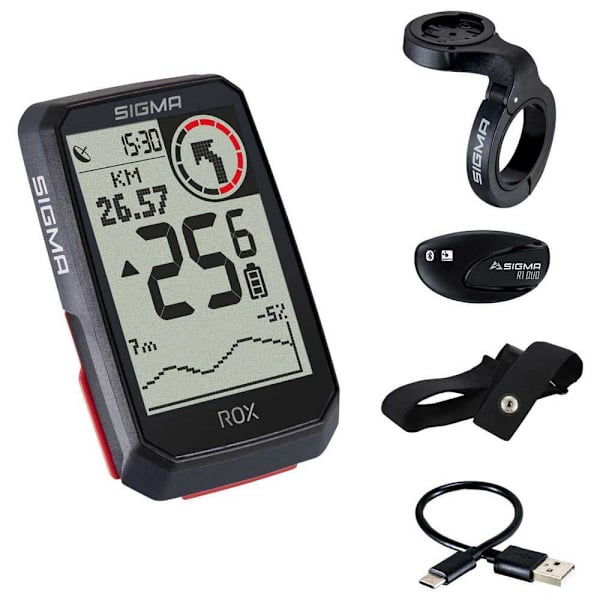 Sigma Cykelcomputer Rox 4.0 Med Kit Hr Sort