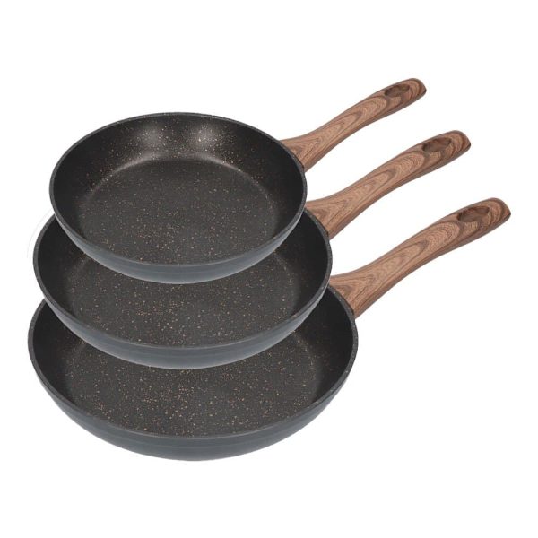 Edm Nonstick Sæt Med Pander Serie Eneas 3 Enheder Søvfarvet