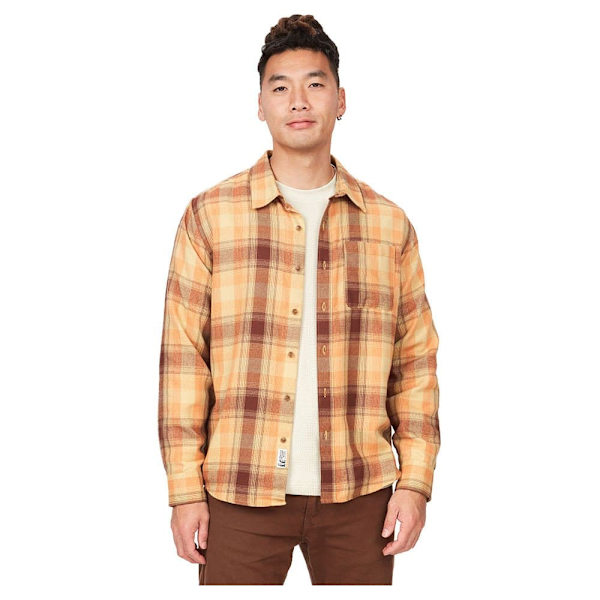 Marmot Lang ærmet Skjorte Fairfax Novelty Light Weight Flannel Brun L Mand