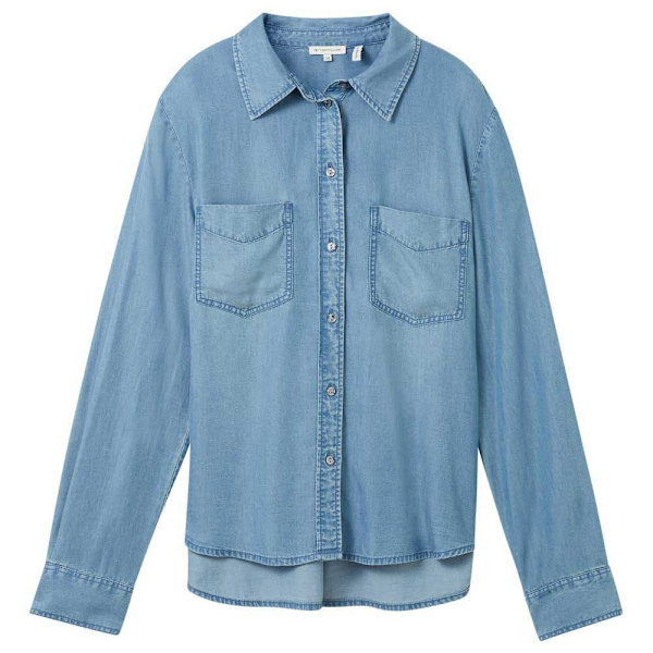 Tom Tailor 1041221 Denim Look Blus Blå 40 Kvinna