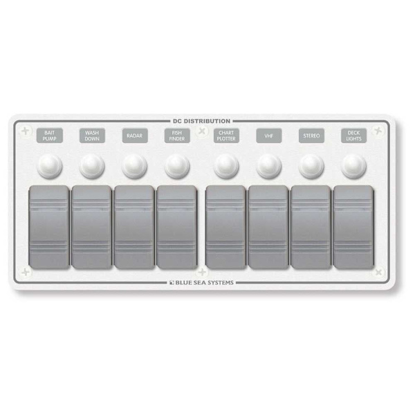 Blue Sea Systems Water Resistant Panel 8 Position Hvid,Grå