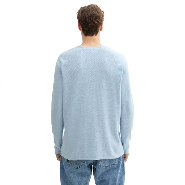 Tom Tailor Structured Roll Edge Knit Trøje Blå XL Mand
