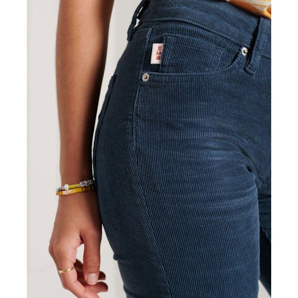Superdry Byxor Mid Rise Slim Cord Flare Blå 26 / 33 Kvinna
