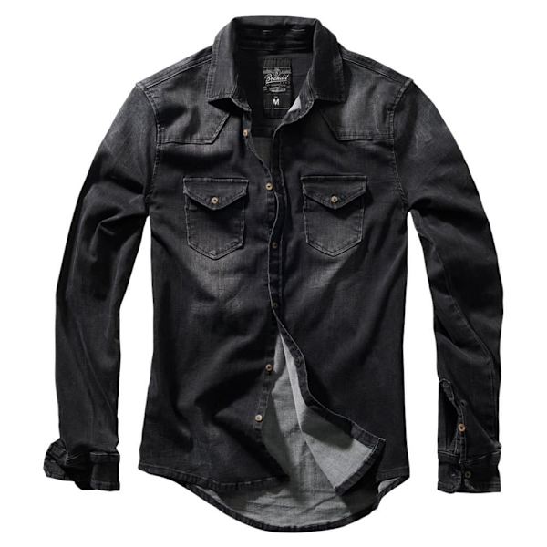Brandit Lang Ærmet Skjorte Riley Denim Sort 2XL Mand