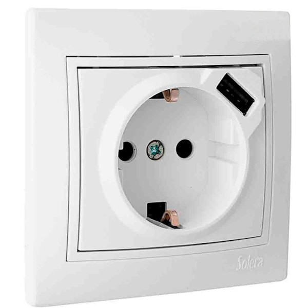 Solera T/t Usb Bipolar Base 16a 250v Hvid