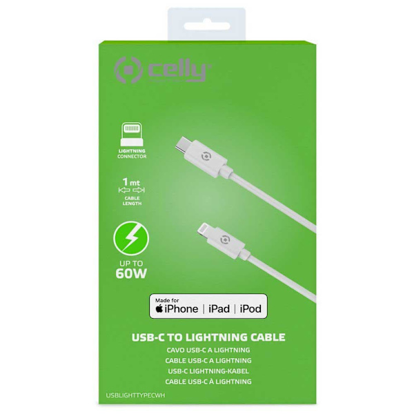 Celly Usb-c To Lightning 1m Transparent