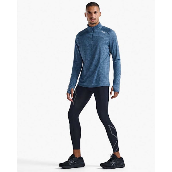 2xu T-shirt Med Halv Dragkedja Ignition Blå S Man