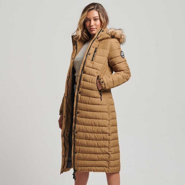 Superdry Takki Super Long Line Fuji Beige XS Nainen