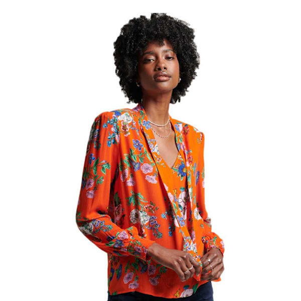 Superdry Studios Chiffon Blus Med Lång ärm Röd XS Kvinna