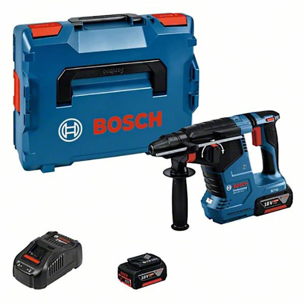 Bosch Professional Akun Vasara Gbh 18v-24c 2x5ah Gal 1880cv L-boxx 136 Hopeinen