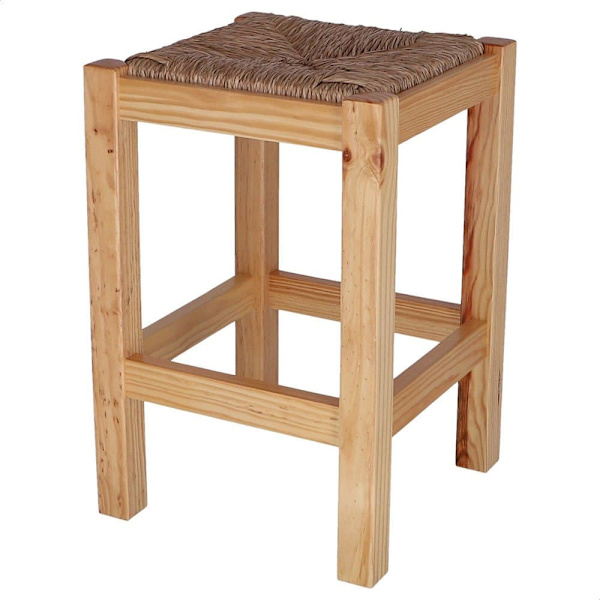 Wellhome Lav Firkantet Rustik Træbænk 32.5x32.5x48.5 Cm