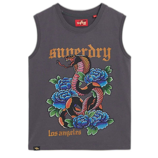 Superdry Tattoo Rhinestone Tank ärmlös T-shirt Flerfärgad S Kvinna