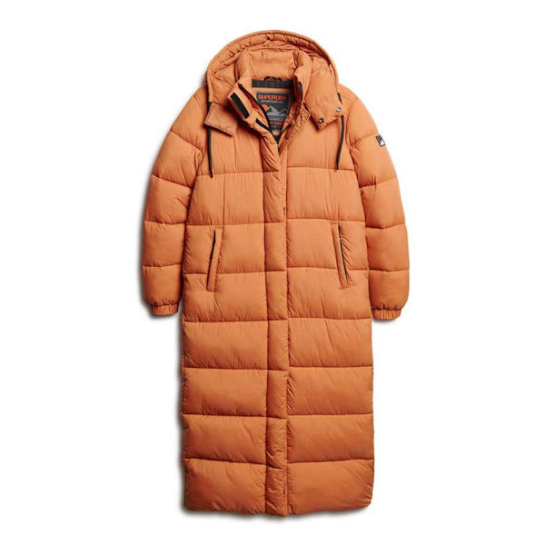 Superdry Pufferjacka Ripstop Longline Brun S Kvinna