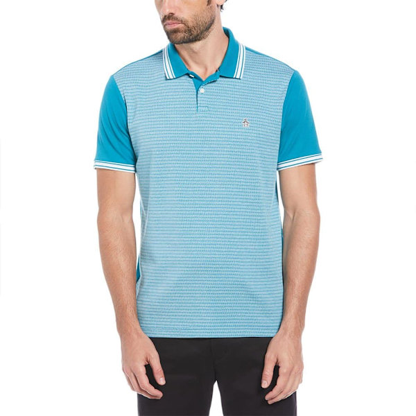 Original Penguin Int Tipped Jacquard Front Lyhythihainen Pikeepaita Sininen L Mies