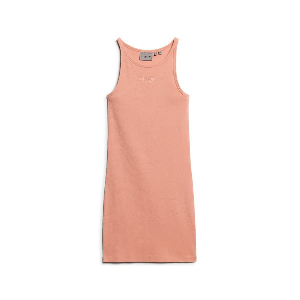 Superdry Embroidered Rib Racer ærmeløs Kort Kjole Rosa XS Kvinde
