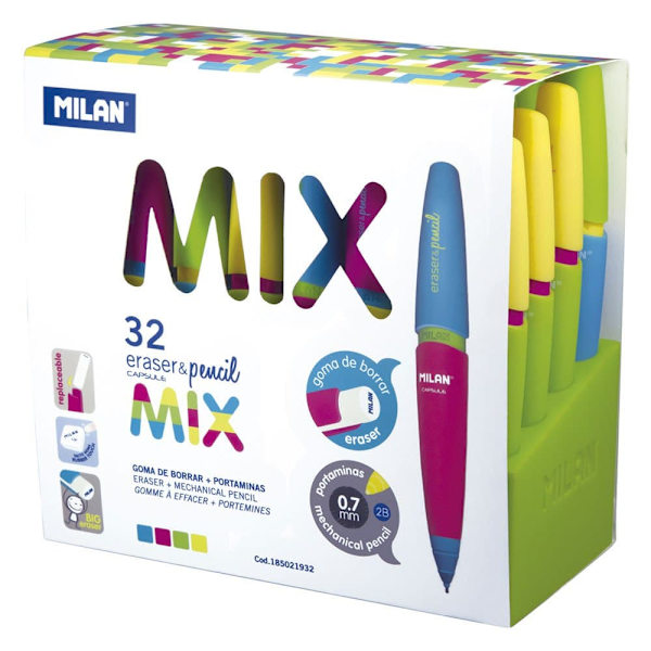 Milan Display Box 32 Capsule Mix Capsule Mix Mekanisk Penna Durchsichtig