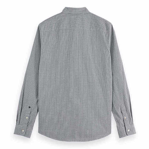 Scotch & Soda Micro Check Skjorte Med Lange ærmer Grå M Mand
