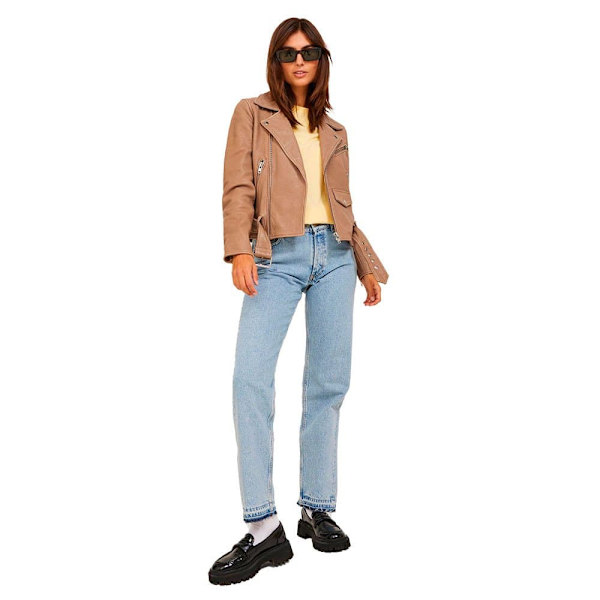 Jack & Jones Læderjakke Holly Biker Beige L Kvinde