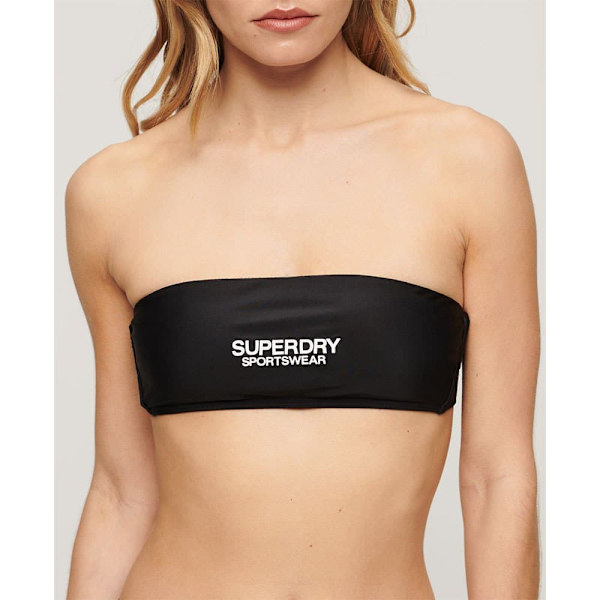 Superdry Logo Bandeau Bikinitop Sort XS Kvinde