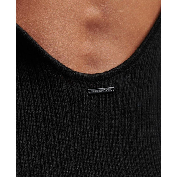 Superdry Langærmet Kort Kjole Backless Bodycon Sort S Kvinde