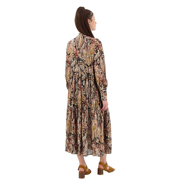 Superdry Kjole Studios Tiered Midi Brun XS Kvinde