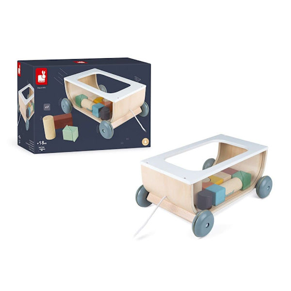 Janod Sweet Cocoon Cart With Blocks Flerfärgad 18 Months-99 Years
