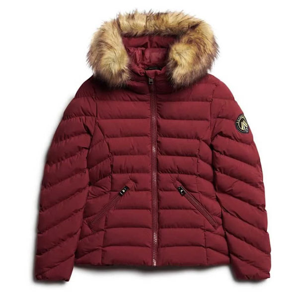 Superdry Fuji Faux Fur Padded Jacka Röd L Kvinna
