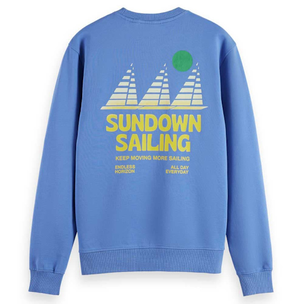Scotch & Soda Sweatshirt Front Back Boating Artwork Blå L Mand