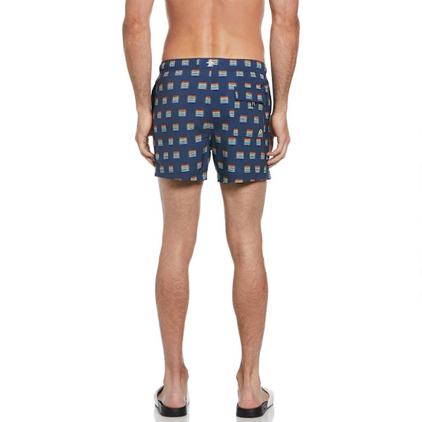 Original Penguin Box Recycled Polyester Stretch Rainbow Stripe Badbyxor Boxer Blå M Man