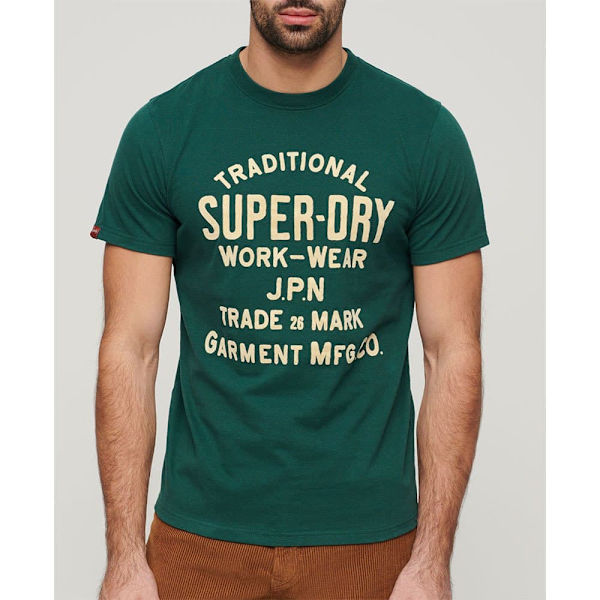 Superdry Workwear Flock Graphic T-shirt Med Korte ærmer Grøn M Mand