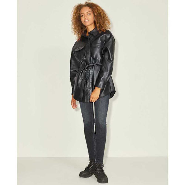 Jack & Jones Læderjakke Luna Faux Overshirt Sort XL Kvinde