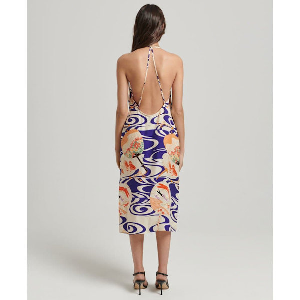 Superdry Klänning Vintage Midi Halter Slip Vit,Blå 2XS Kvinna