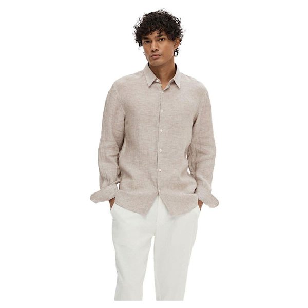Selected Regkylian Skjorte Med Lange ærmer Beige L Mand