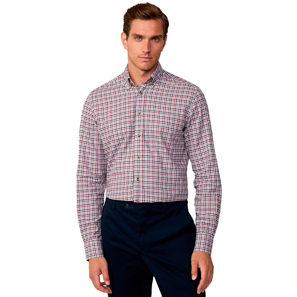 Hackett 3 Col Brushed Gingham Skjorte Med Lange ærmer Lilla M Mand