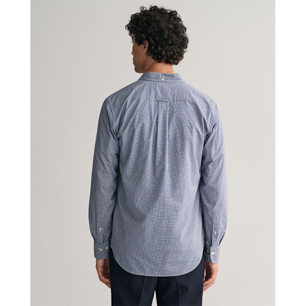 Gant Reg Micro Check Skjorte Med Lange ærmer Blå M Mand
