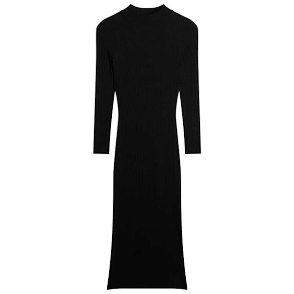 Superdry Backless Bodycon Langærmet Midi-kjole Sort L Kvinde