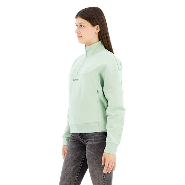 Superdry Sport Tech Relaxed Half Halv Lynlås Sweatshirt Grøn L Kvinde